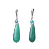 Drop Silver Earrings with Emerald Stones